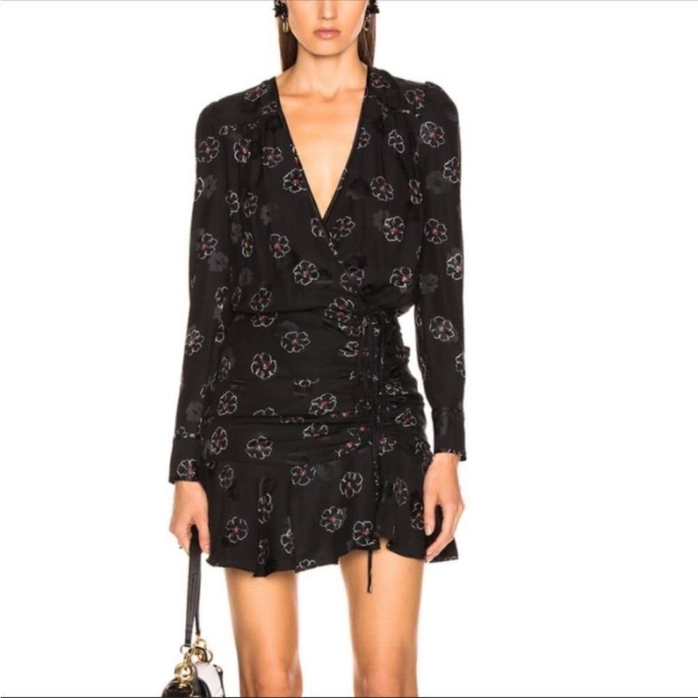 VERONICA BEARD Black Floral Silk Anders Dress